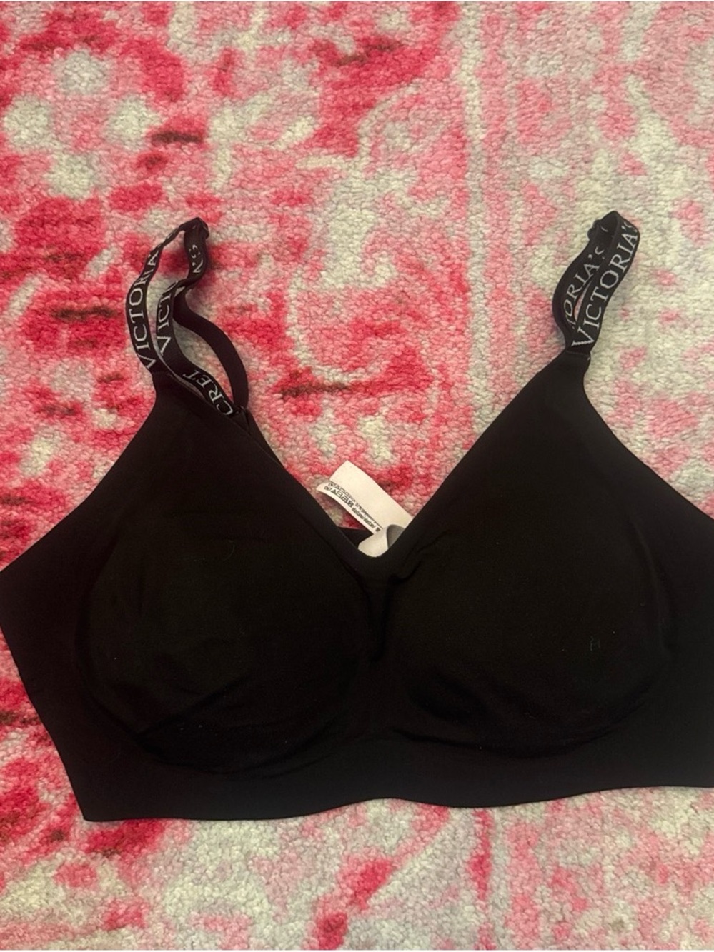 Victoria's Secret Black Seamless Logo-Strap Bra